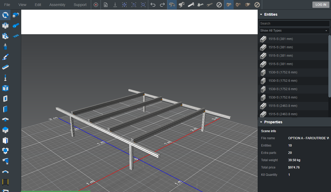 Wall-assisted 80/20 east-west bed platform model